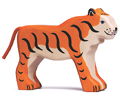 80136 Holzfigur Tiger Holztiger Tierfigur 